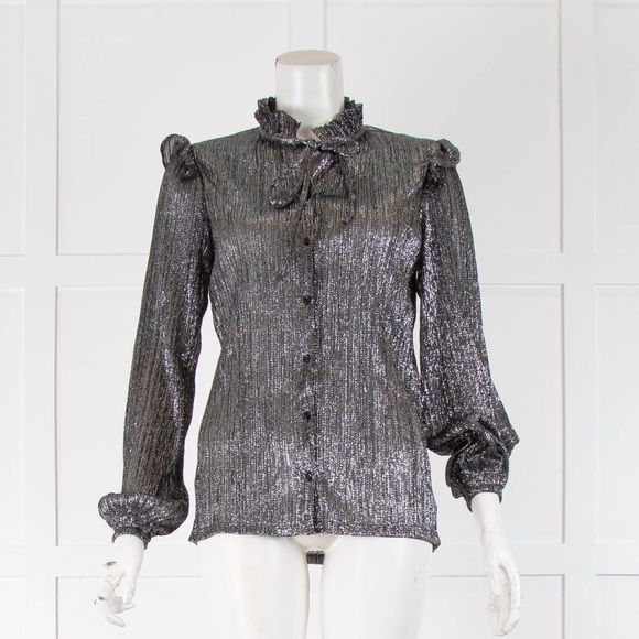 Maje silver, sheer lurex long-sleeved top - Picture 8 of 8